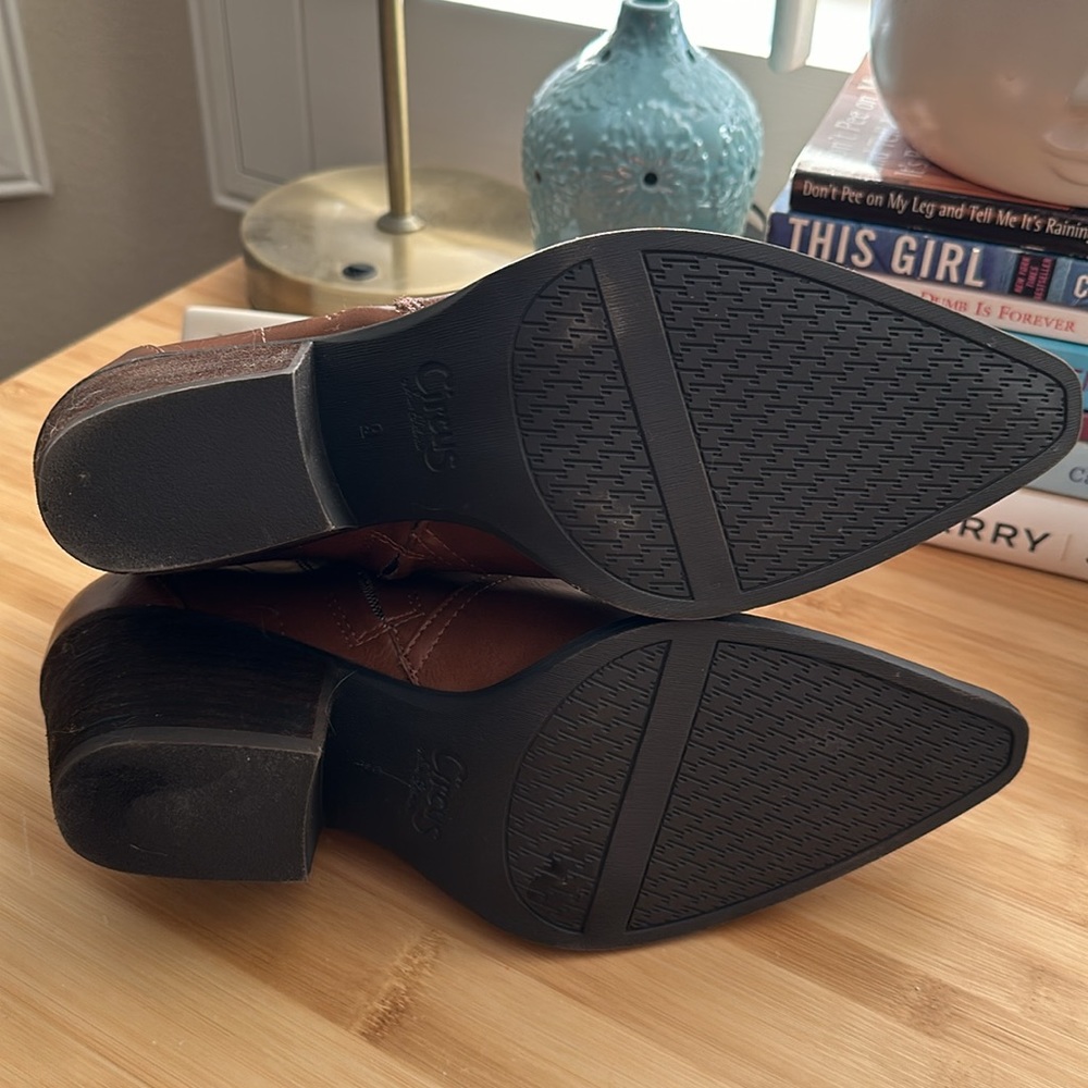 Circus by Sam Edelman Brown Leather Pointed Ankle Booties - Picture 5 of 8
